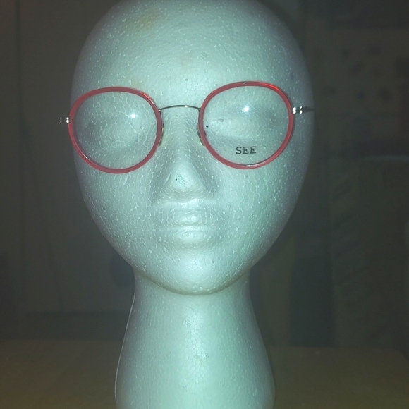 SEE Eyewear Frames Red/Gold Round - Picture 1 of 6